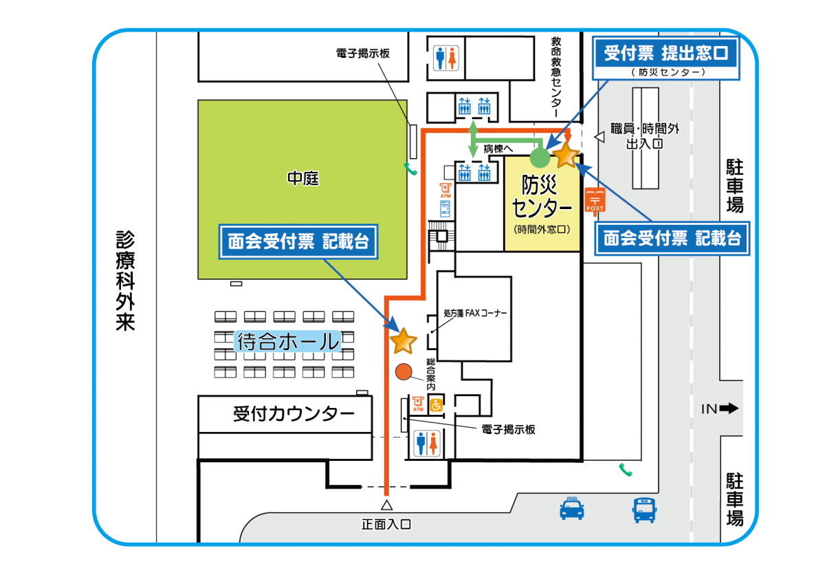 正面入口から入る方用のマップ